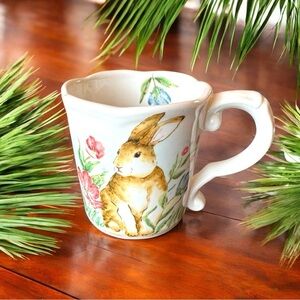Maxcera Rabbit & Floral Ceramic Mug – Cottagecore Spring Easter Tea Cup